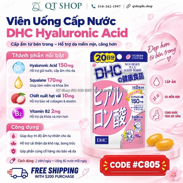 DHC - Viên Cấp Nước Japan - 20 viên - EXP 2027.09