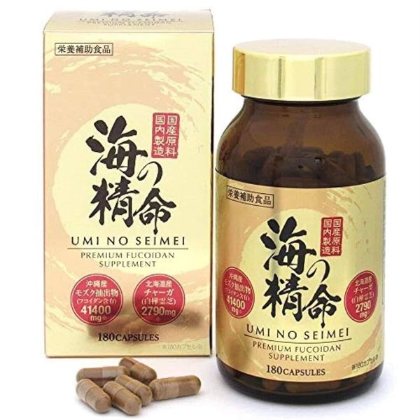 81ad657858ce4fc58d2c2a4c96f02439 Viên Uống Fucoidan Vàng Umi no Seimei - 180 viên - Japan - Date 202803