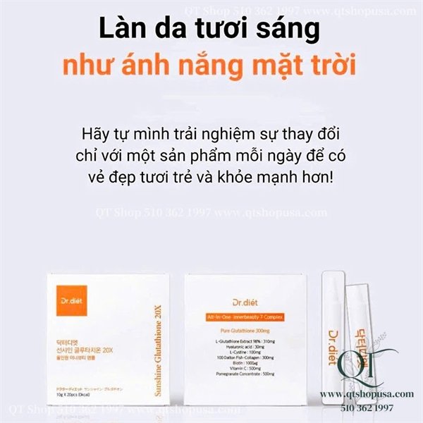 Nước uống trắng da Dr. Diet Sunshine Glutathione 20X - 20ea - EXP 202802