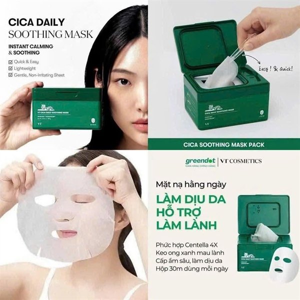 84636230f37b4efda94ff1be4b246b86 Mask VT Rau Má Cica Daily - Hộp 30 miếng