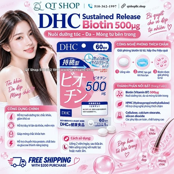 DHC - Viên Uống Sustained Release Biotin Japan - 60 viên - EXP 202709