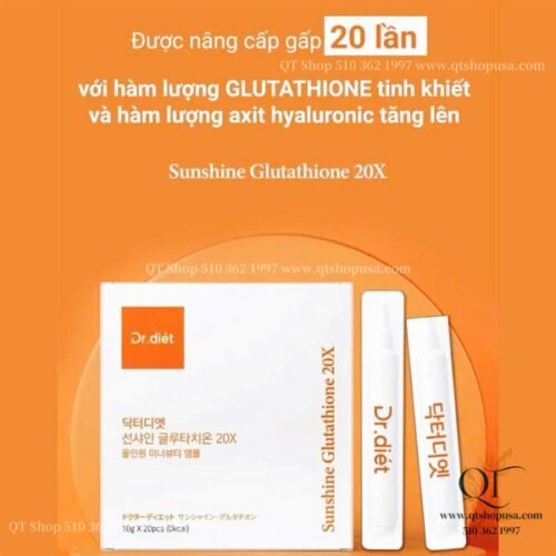 Nước uống trắng da Dr. Diet Sunshine Glutathione 20X - 20ea - EXP 202802