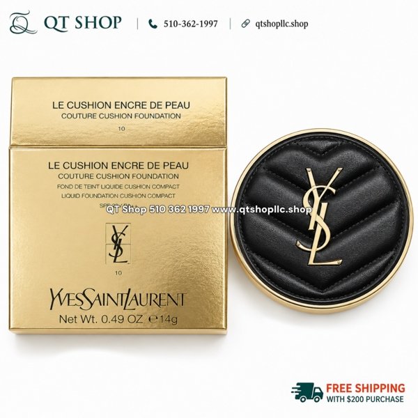 YSL - Le Cushion Encre De Peau Couture Cushion Foundation #10 Tông Sáng - 14g ( Vỏ Màu Đen)