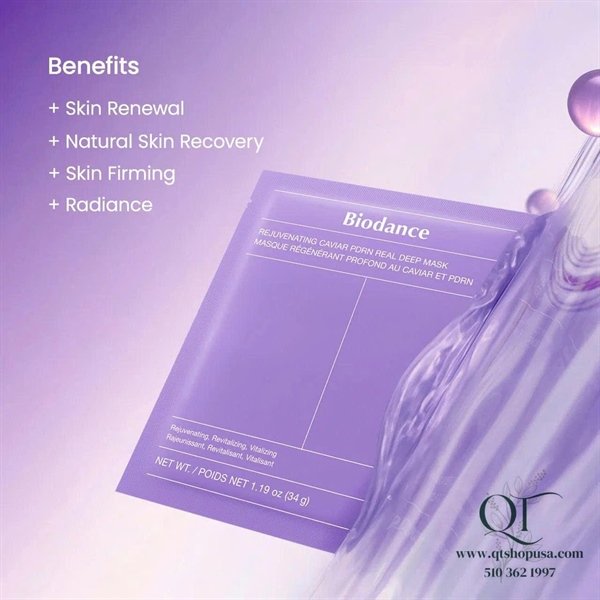 Mask Thạch Biodance Rejuvenating Caviar PDRN Real Deep Mask - TÍM - 4ea - Chống lão hóa