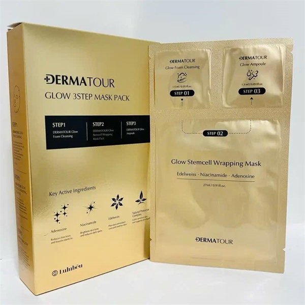 LULUBEU NK CELL - Mask Mặt Nạ Tế Bào Gốc Dermatour Glow 3-Step Mask Pack 8ea- EXP2028.11.04