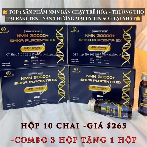 Combo 3 tặng 1 - NMN 30000+ Shika Placenta Ex , exp 20261127