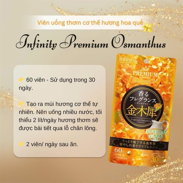 a1b56ac60f2443189bd21647fb6c4316 Viên Uống Thơm cơ thể Infinity Hoa Quế Màu Vàng Japan- 60 viên = 30 ngày - EXP 202611