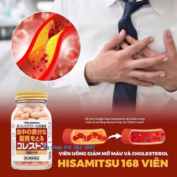 Viên giảm mỡ máu Cholesterol Hisamitsu 168 viên - Japan - EXP 202701