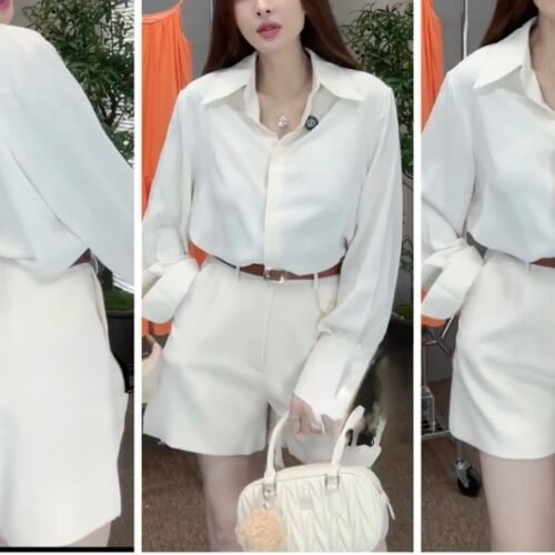 ac4a835dfed4485fb712a522fcc9d251 Set 3 món Short Somi Trắng lụa kèm Thắt Lưng Size L
