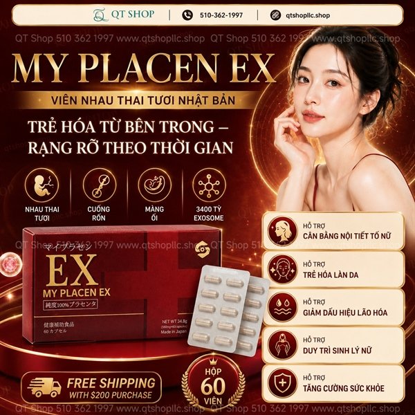 Viên Uống Nhau Thai Cuống Rốn My Placen EX - NEW - 60 viên - Japan - EXP 202702