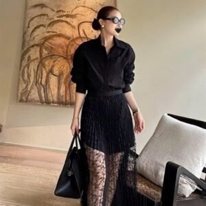 Set Chân Váy Dài Somi Đen Size M