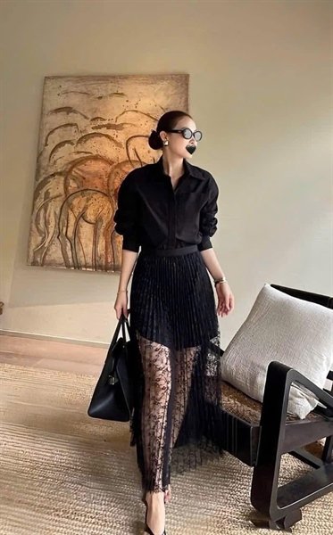 Set Chân Váy Dài Somi Đen Size M