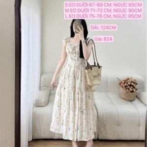 Đầm hoa Kem size M