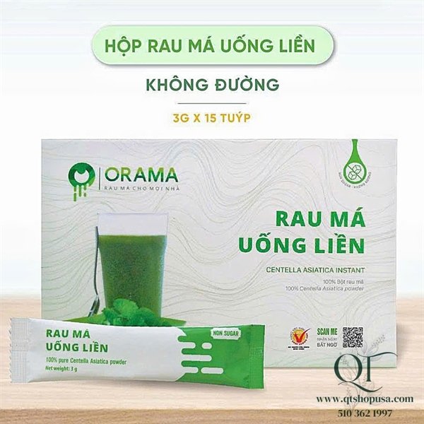 RÁCH HỘP - Bột Rau Má Không Đường VN - 15 gói x 3gr