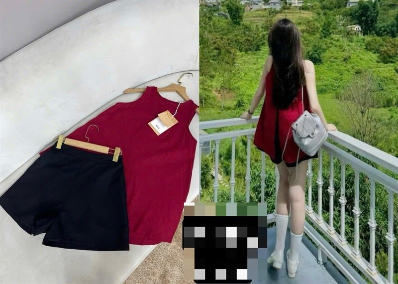 Set Short Đen Áo Đỏ Size M