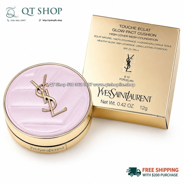 c99af133c16d405fac0f4c48975964df-1 YSL - Touche Éclat Glow-Pact Cushion - #B10 Tông Sáng - 12g ( Vỏ Da Hồng)