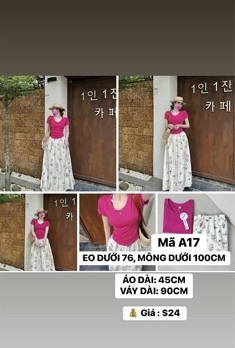 Váy maxi áo hồng size M