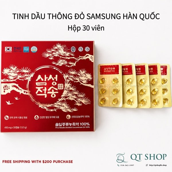 Tinh Dầu Thông Đỏ Samsung - Hộp 30 viên (Bỏ hộp ngoài) - EXP 202801