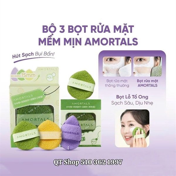 Set 3 miếng bọt Rửa Mặt AMORTALS - LIMIT 1 Khách 5