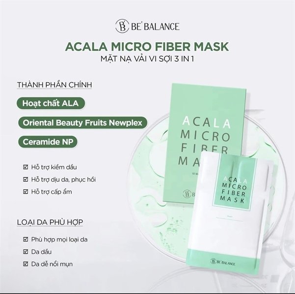 BeBalance - MICROFIBER Mask Xanh Lá ACALA - 10 ea