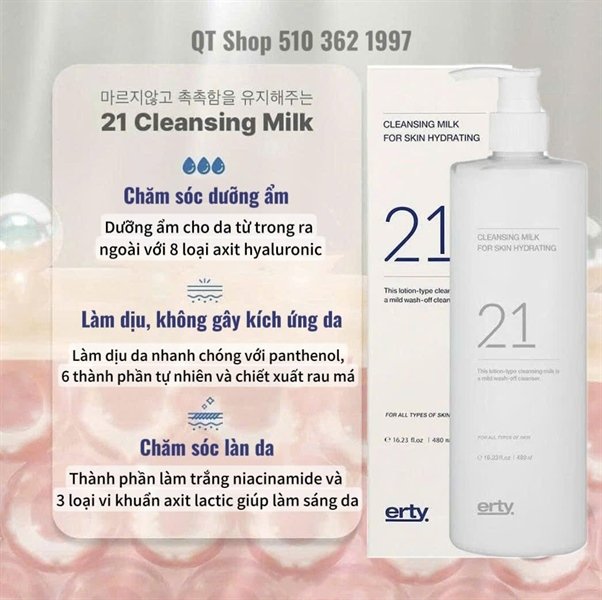 ERTY - Sữa Tẩy Trang 21 CLEANSING MILK - 480ml - EXP 202805