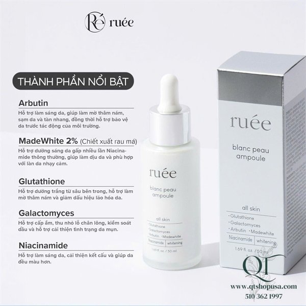Serum Trắng Da RUEE Blanc Peau Ampoule Serum 50ml - EXP 202810