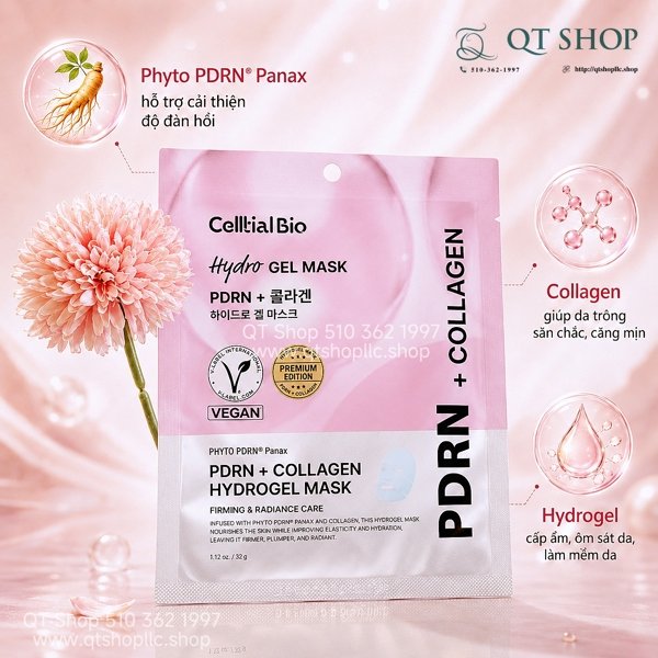 Celltial Bio - Mặt Nạ Thạch PDRN + Collagen Hydrogel Mask - HỒNG - 5 ea - EXP 202905
