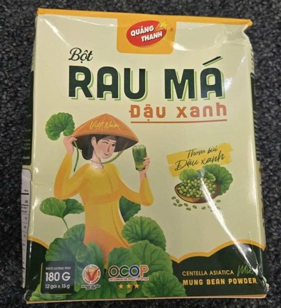 RÁCH HỘP - Bột Rau Má Đậu Xanh Ít Đường VN - 12 gói x 15g