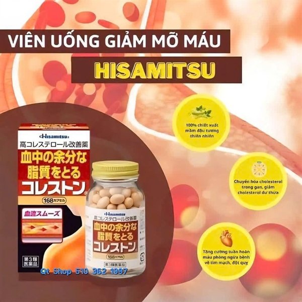 Viên giảm mỡ máu Cholesterol Hisamitsu 168 viên - Japan - EXP 202701