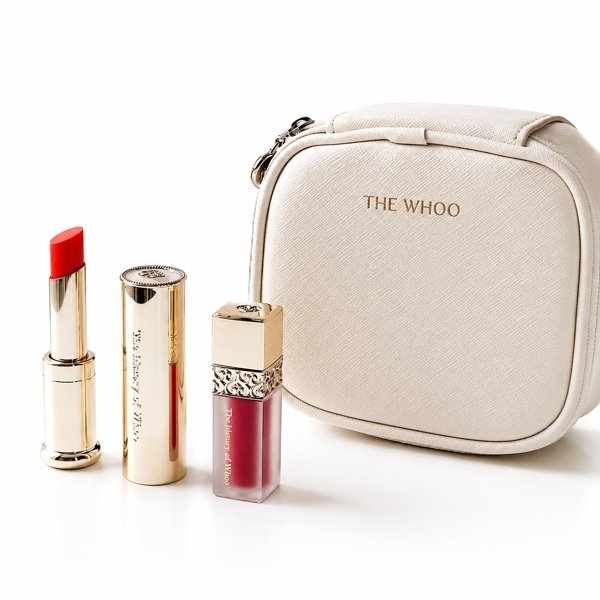 THE WHOO - Son Dưỡng Whoo màu Royal Red - tặng bóp Trắng kèm mini son Kem