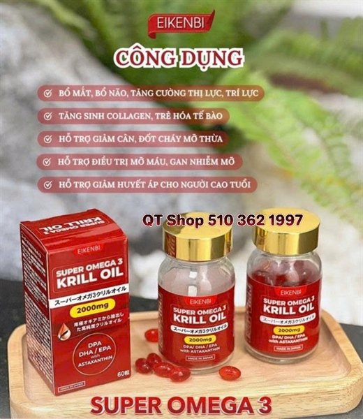 f8a30fafe6cb4cf4af69532e3e549133 Dầu Nhuyễn Thể Krill Oil Eikenbi - 2000mg - Japan - EXP 202702