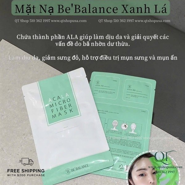 BeBalance - MICROFIBER Mask Xanh Lá ACALA - 10 ea
