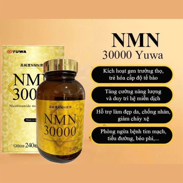 Viên uống NMN 30000 Yuwa - 240 viên - MÀU VÀNG
