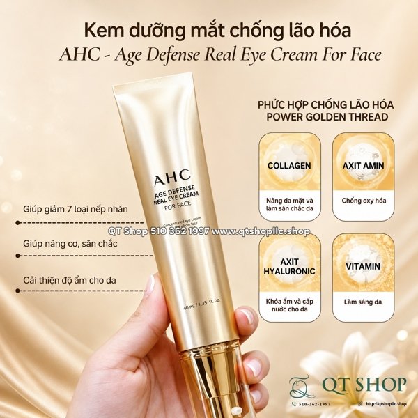 AHC - Kem Mắt Age Defense Real Eye Cream For Face - Màu Vàng - 40ml - EXP 202808