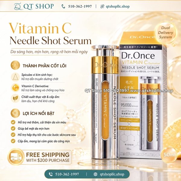 DR.ONCE - Tinh Chất Vi Kim Vitamin C Derivative Needle Shot Serum (Màu Vàng) - 50ml