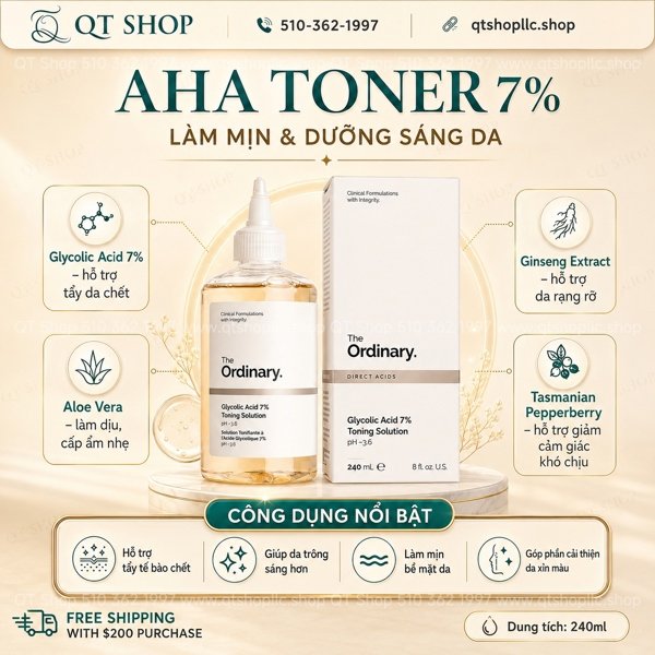 The Ordinary - Toner AHA Glycolic Acid 7% Toning Solution - 240ml - EXP 202810